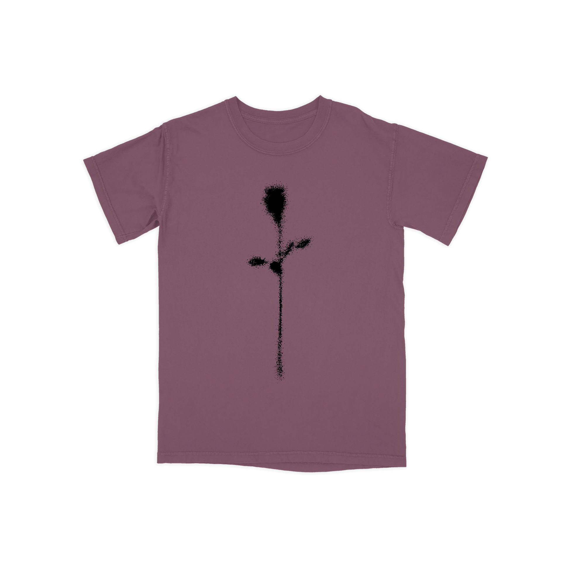 Front view of DRAMA Faded Rose Tee in berry