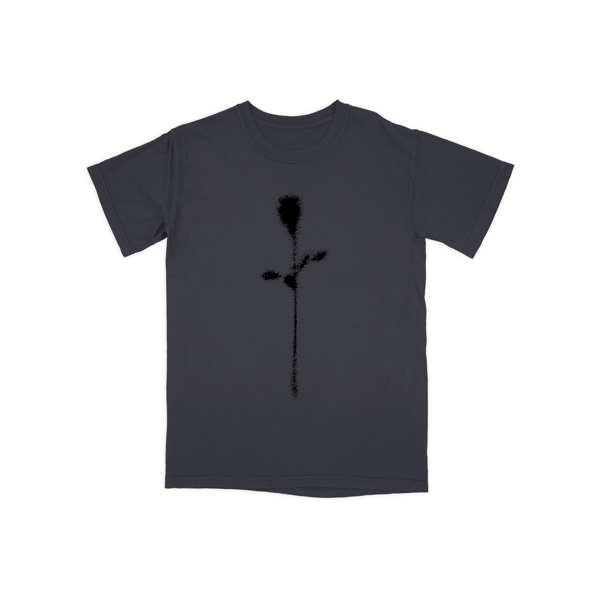 Front view of DRAMA Faded Rose Tee in Graphite