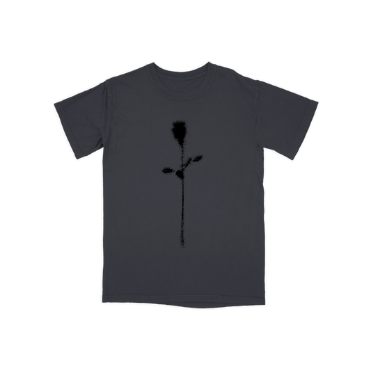Front view of DRAMA Faded Rose Tee in Graphite