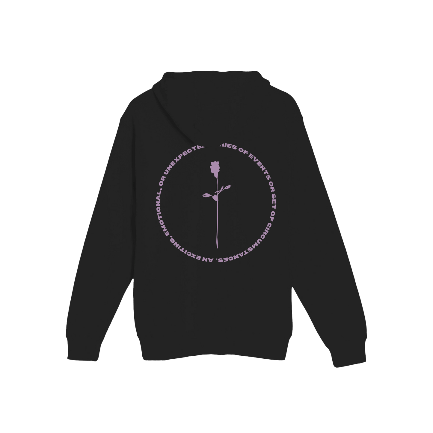 Back side view of DRAMA Definition Hoodie in navy