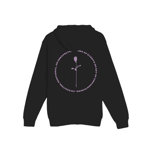 Back side view of DRAMA Definition Hoodie in navy