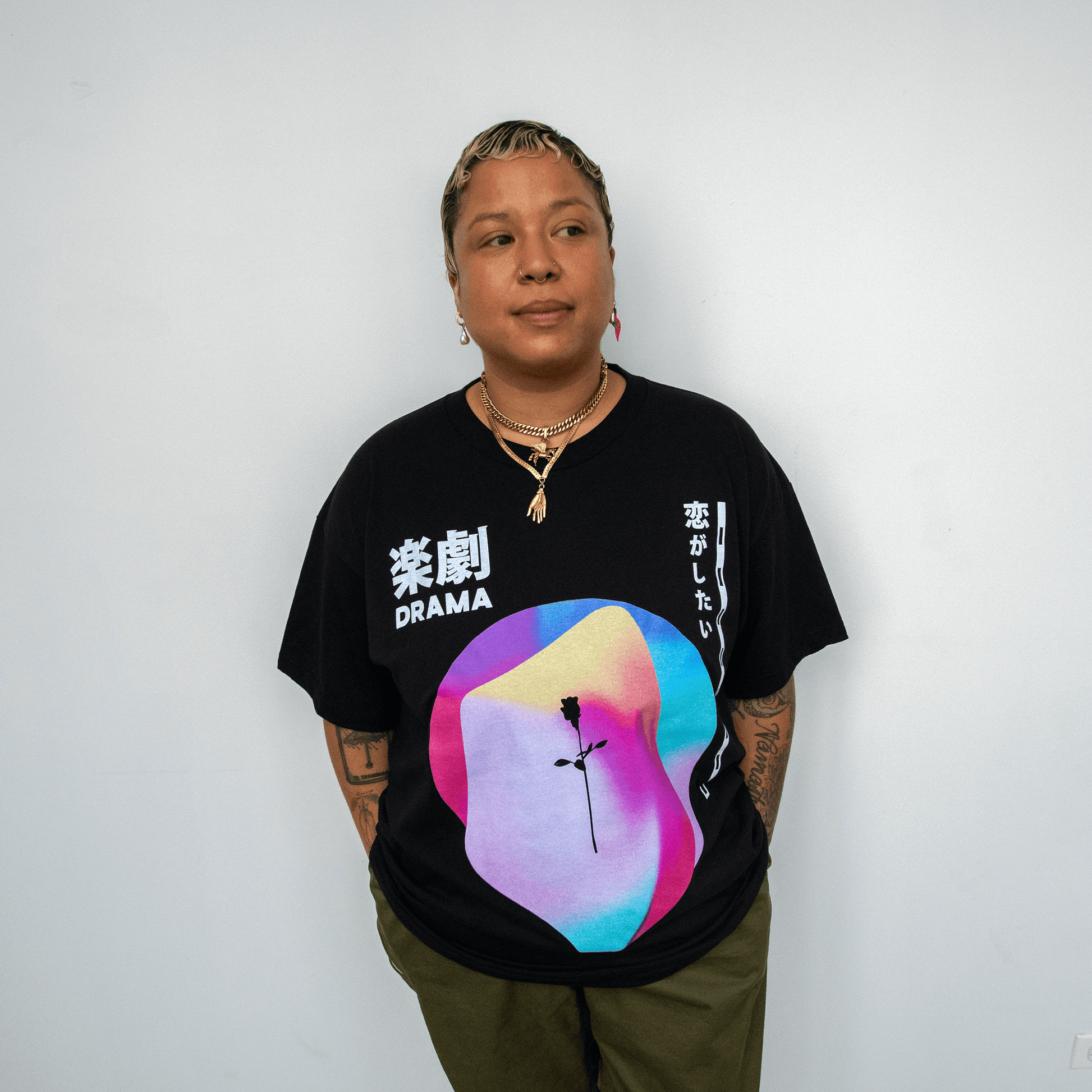 Via wearing DRAMA Love Tee