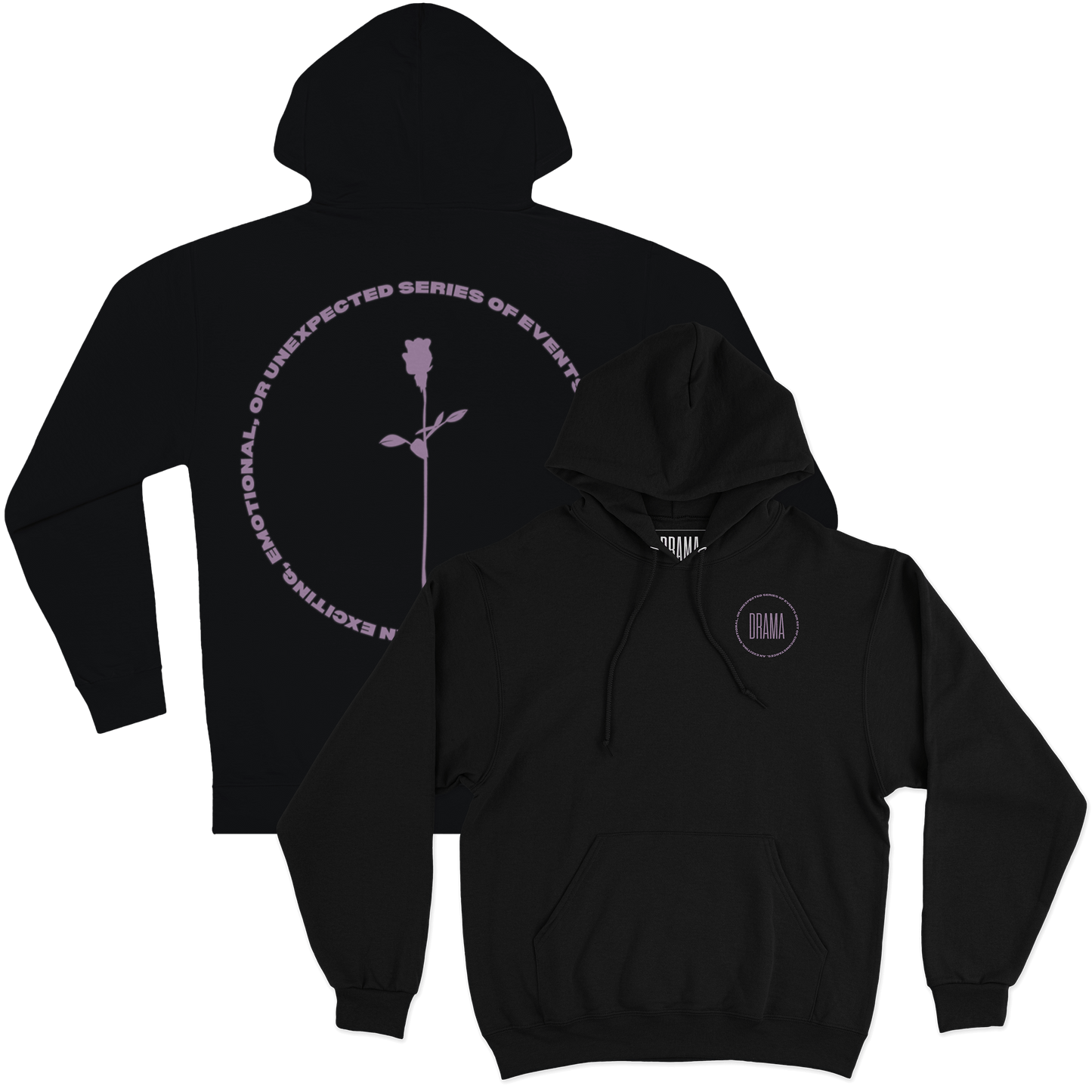 Front and Back side view of DRAMA Definition Hoodie in navy