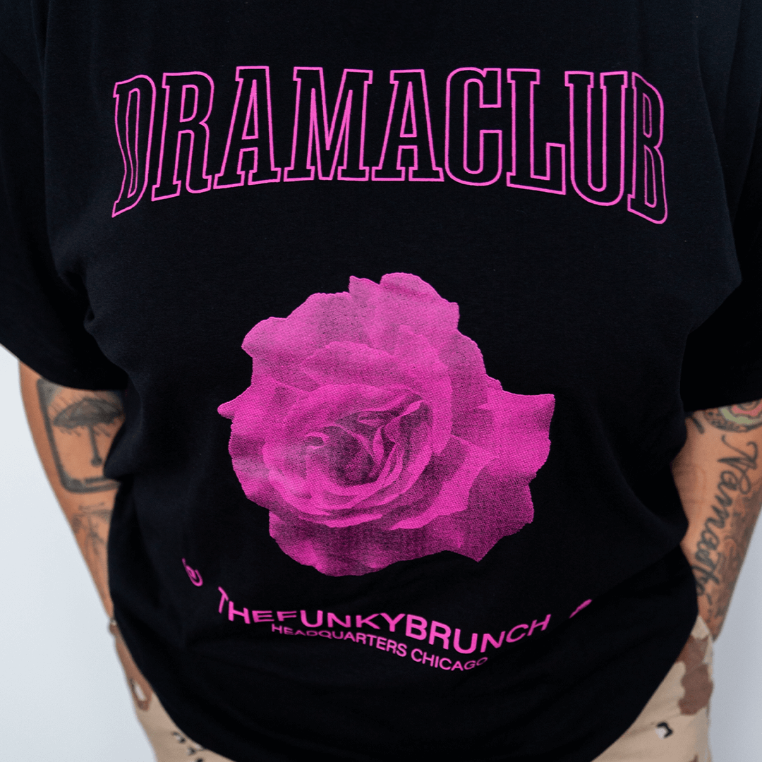 Close of view of DRAMA Funky Brunch Tee