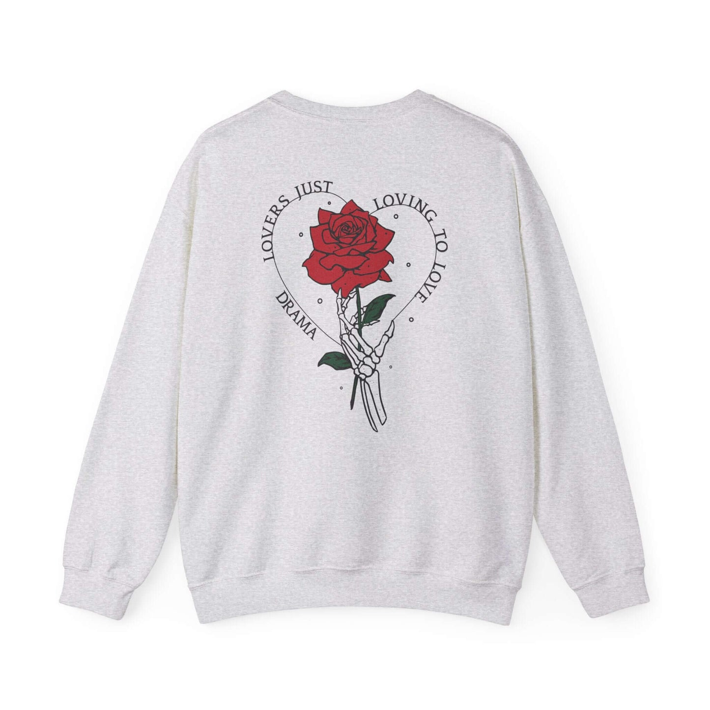 Backside of DRAMA Lovers Crewneck