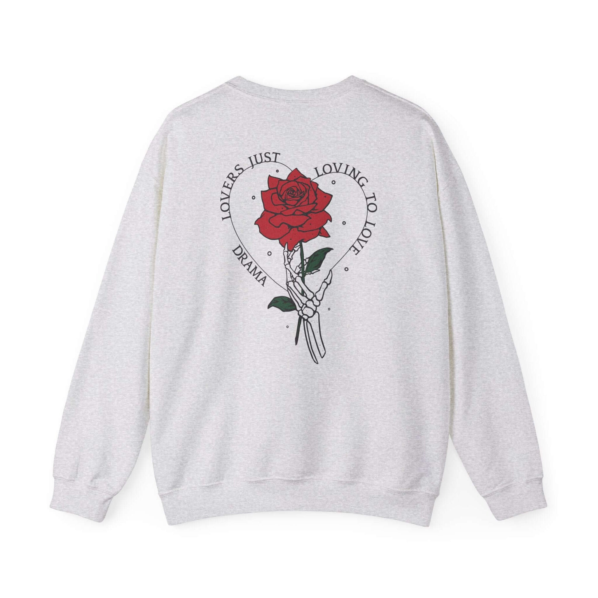 Backside of DRAMA Lovers Crewneck