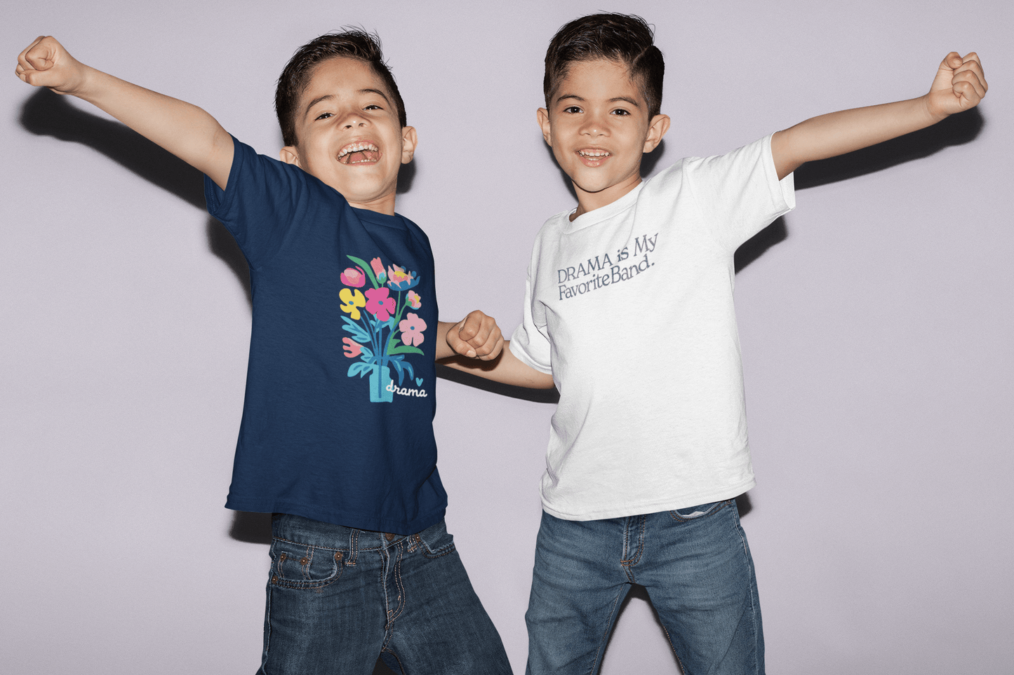 Kids playing wearing DRAMA BAND Tee