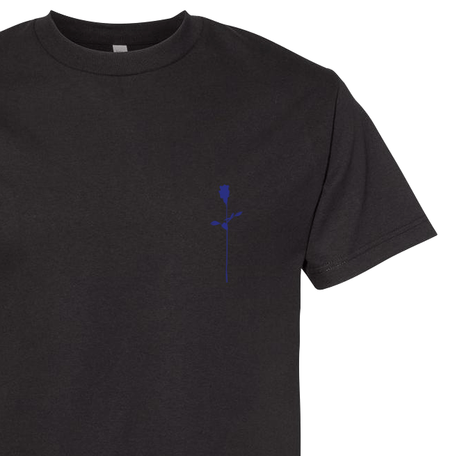 Close up view of DRAMA Rose Logo Tee