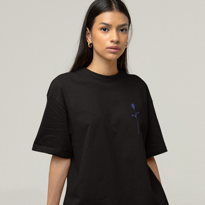 DRAMA BLUE ROSE LOGO BLACK TEE FRONT MOCK UP