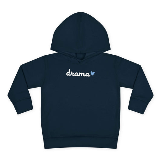 Front side view of DRAMA Toddler Hoodie in navy