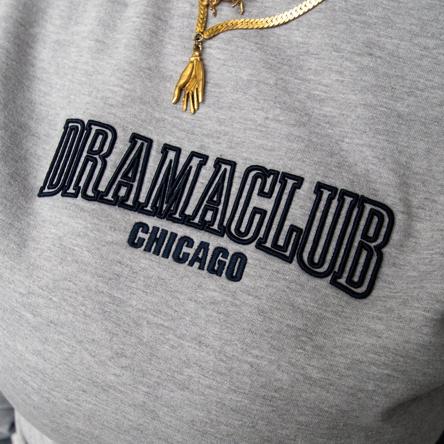 DRAMA CLUB Chicago Embroidered Crewneck - Gray